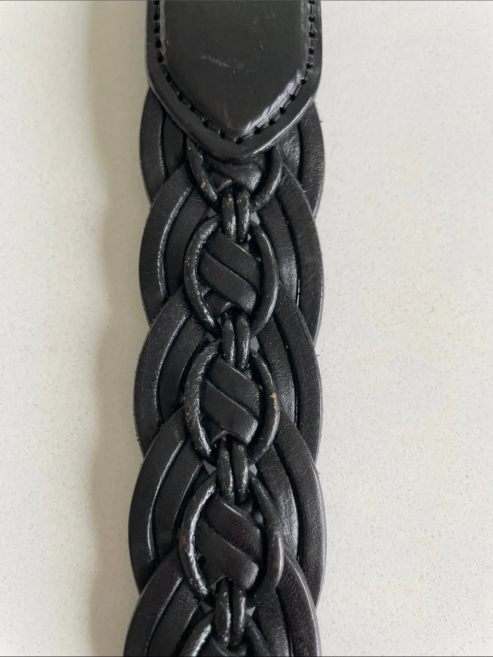 Vintage Brighton Black Braided Leather Belt Style 95703 Medium Western Boho
